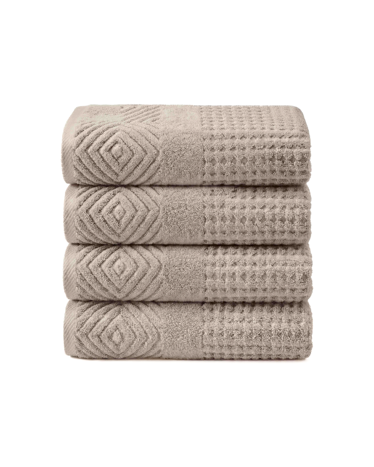 Texere 100% Organic Cotton Diamond Jacquard Towel Set - Oxford Tan