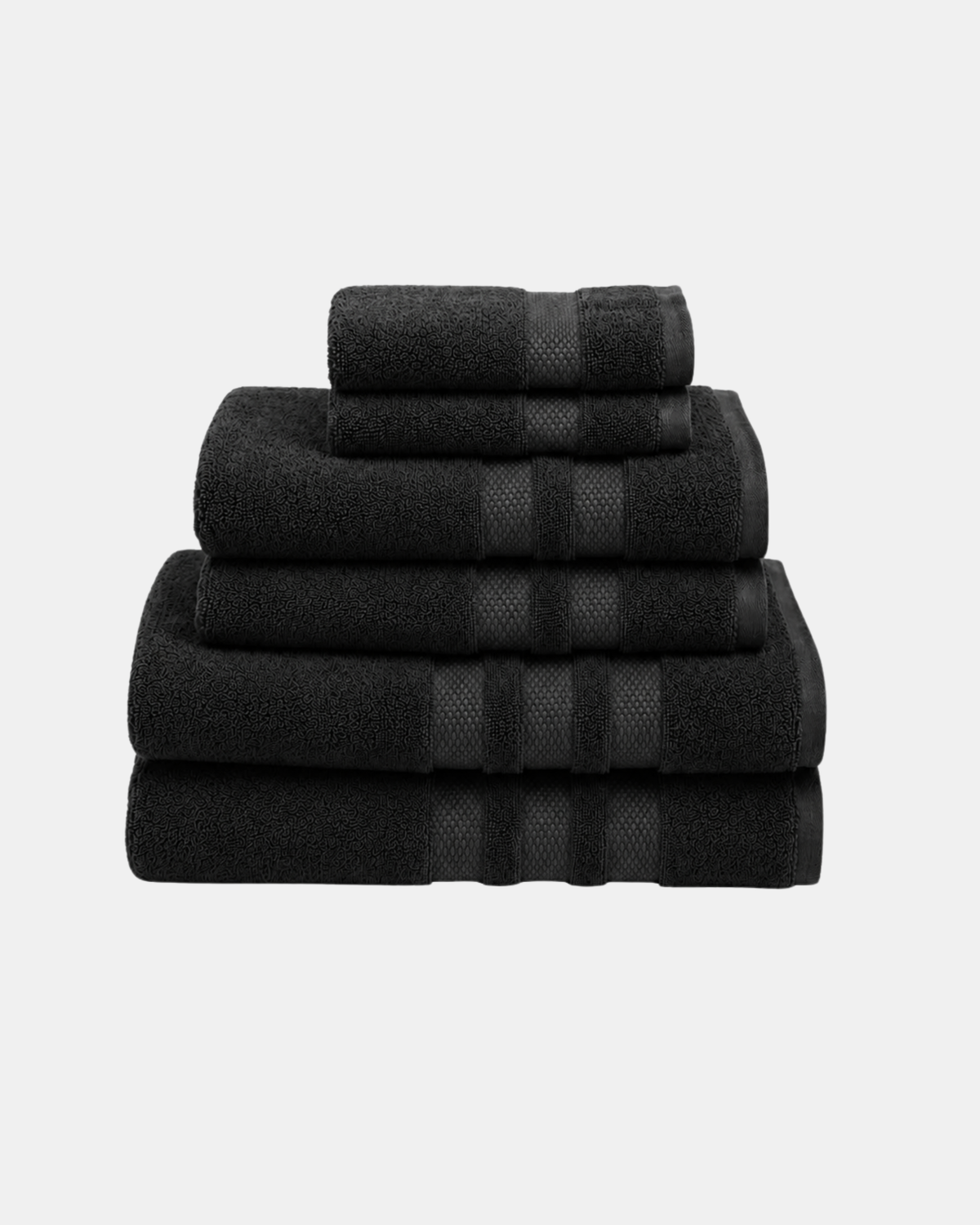 Zero-Twist Cloud Weave Triple Stripes Towel Set - Black Main image