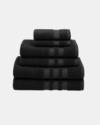 Zero-Twist Cloud Weave Triple Stripes Towel Set - Black