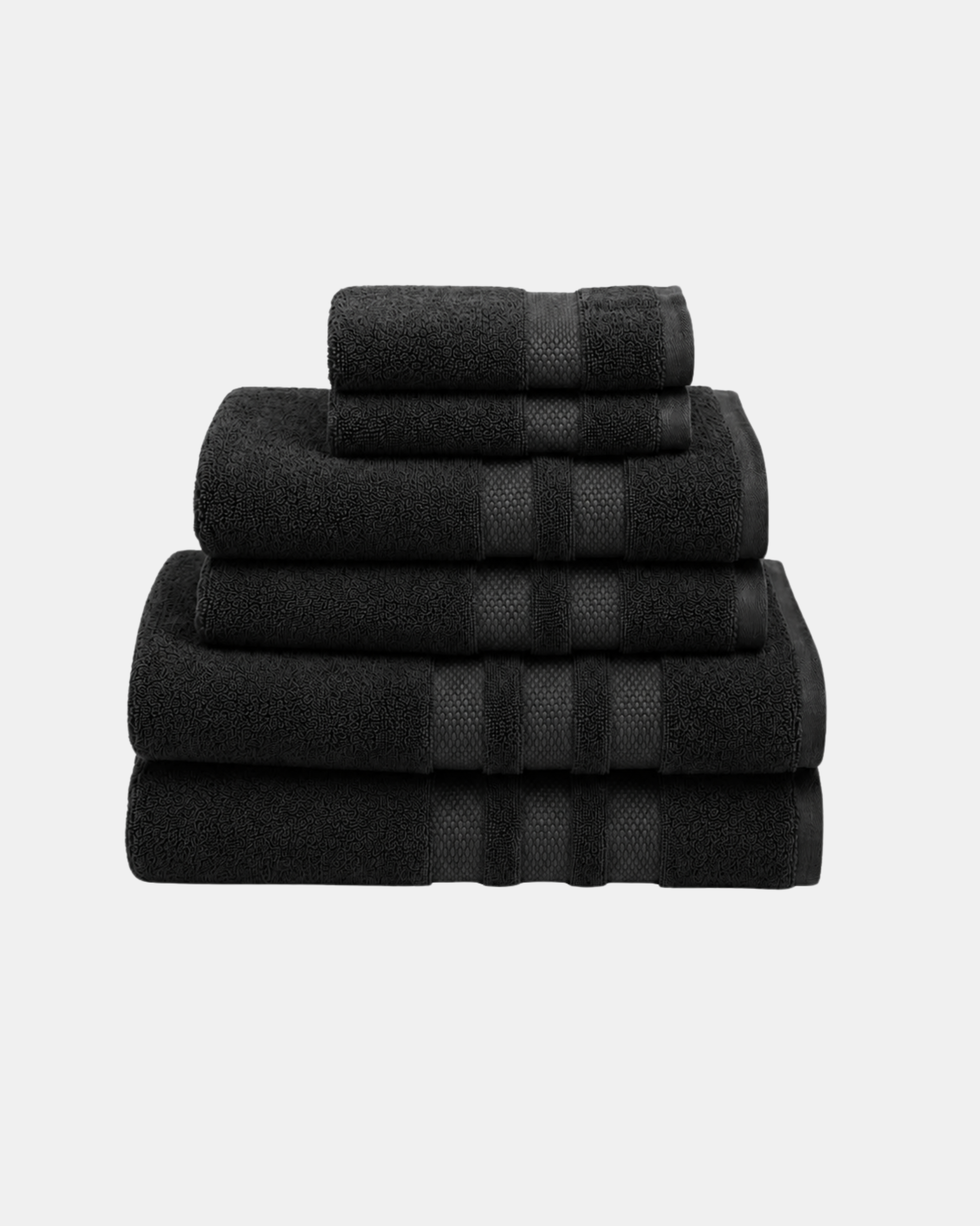 Zero-Twist Cloud Weave Triple Stripes Towel Set - Black