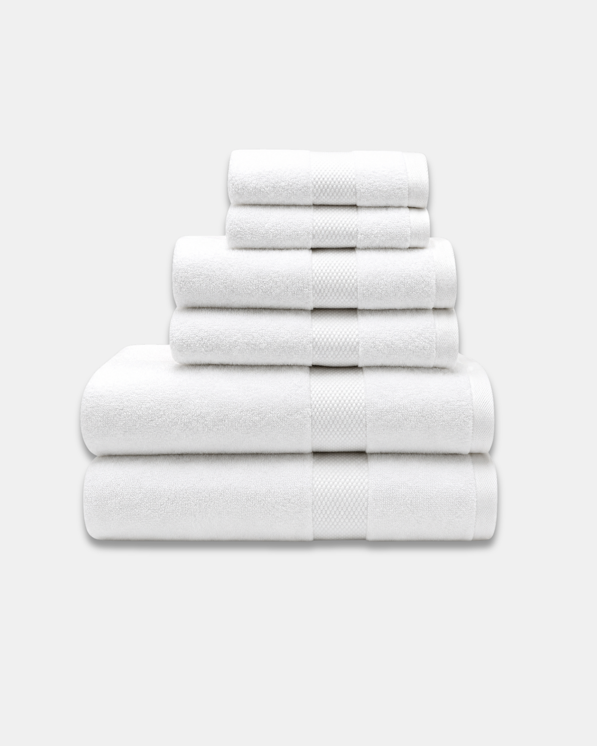Zero-Twist Cloud Weave Single Stripes Towel Set - White Main image