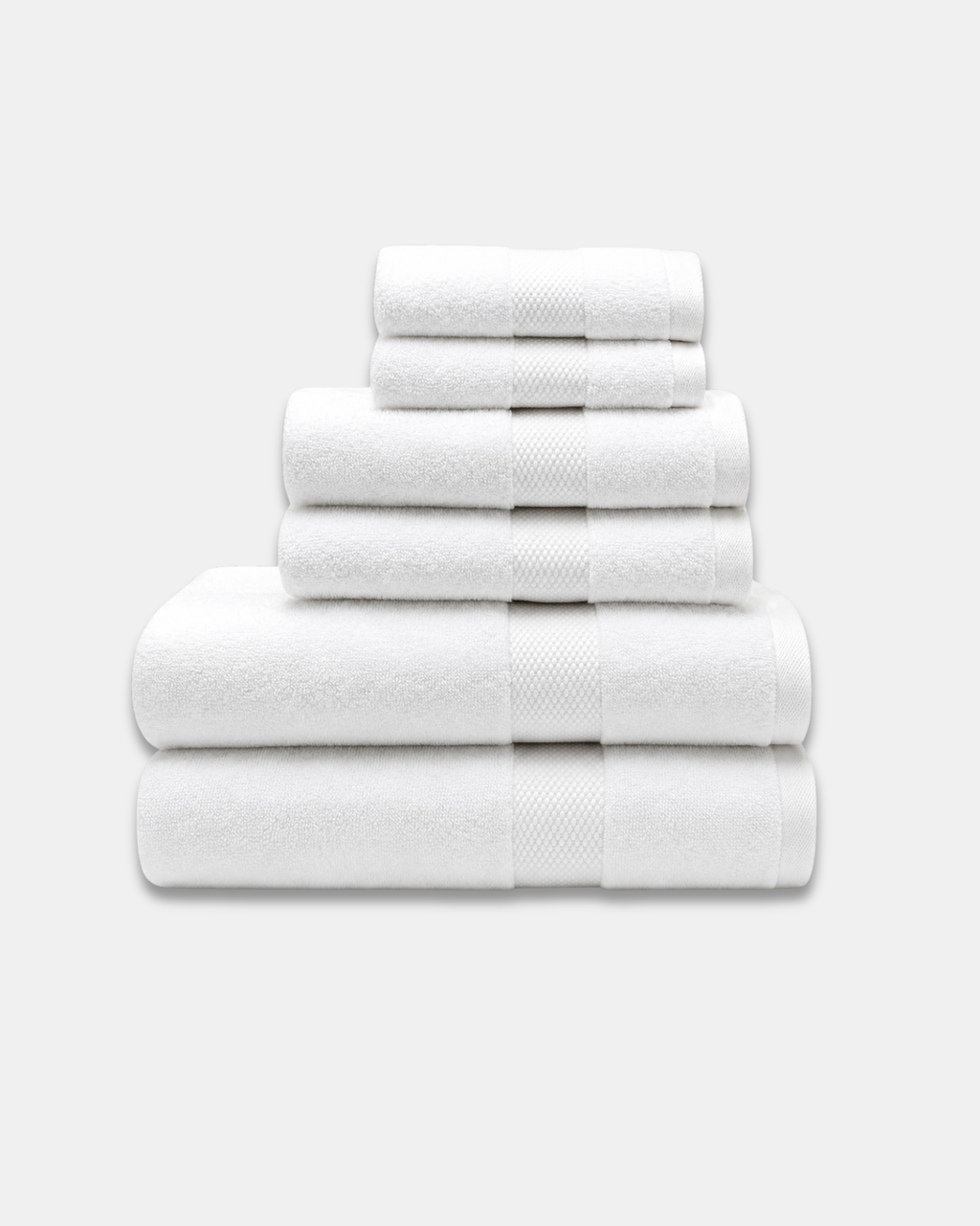 Zero-Twist Cloud Weave Single Stripes Towel Set - White