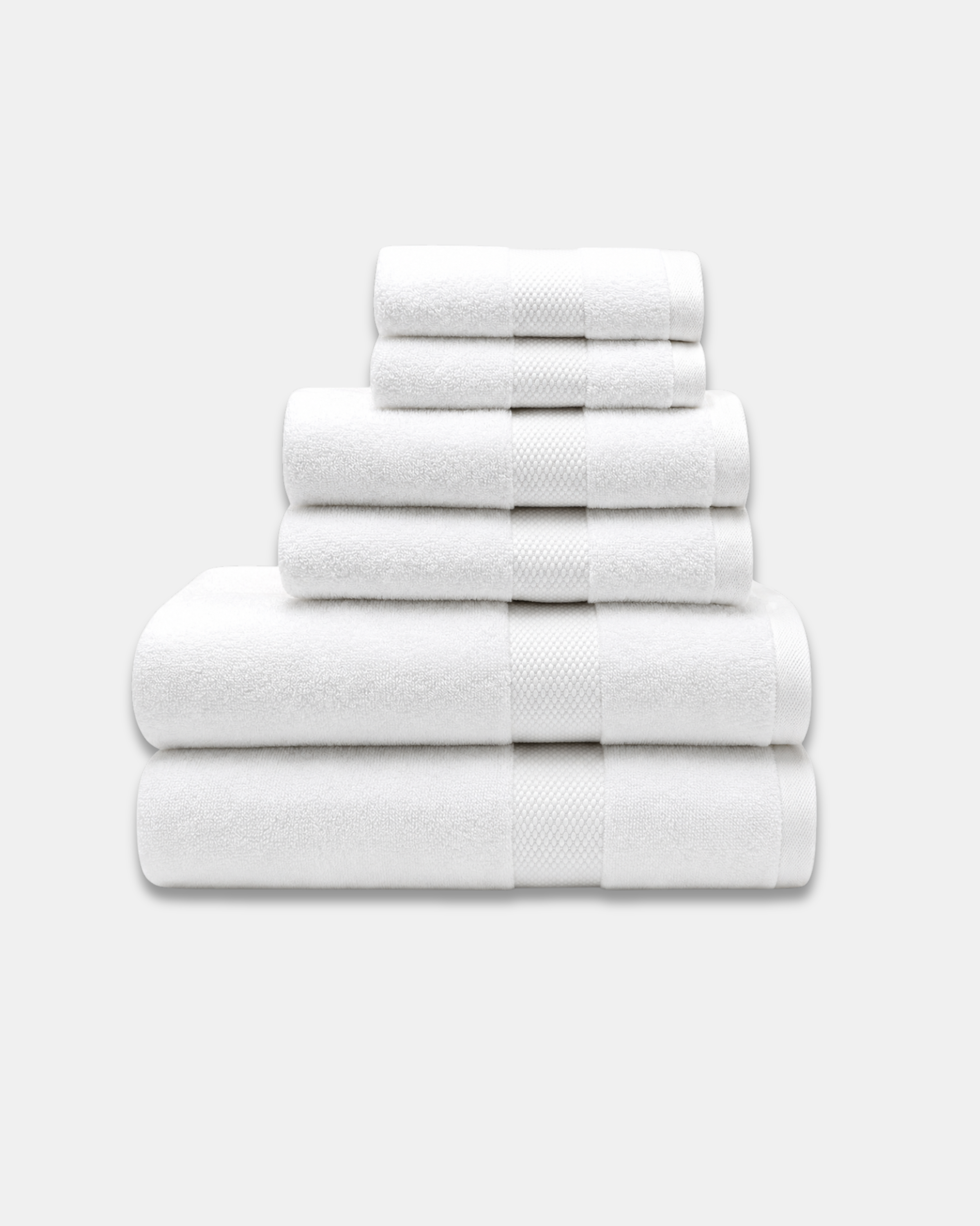 Zero-Twist Cloud Weave Single Stripes Towel Set - White