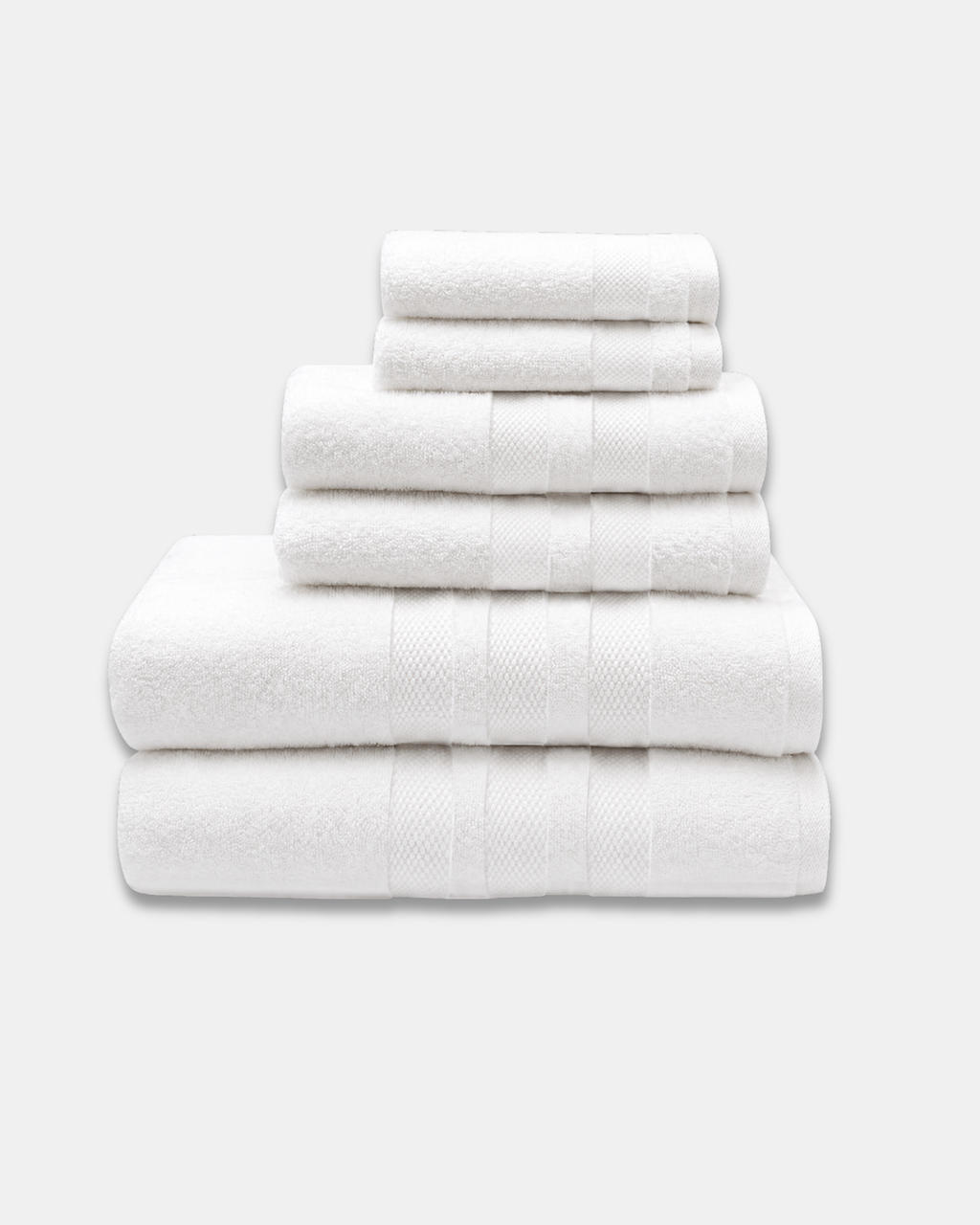 Zero-Twist Cloud Weave Triple Stripes Towel Set - White