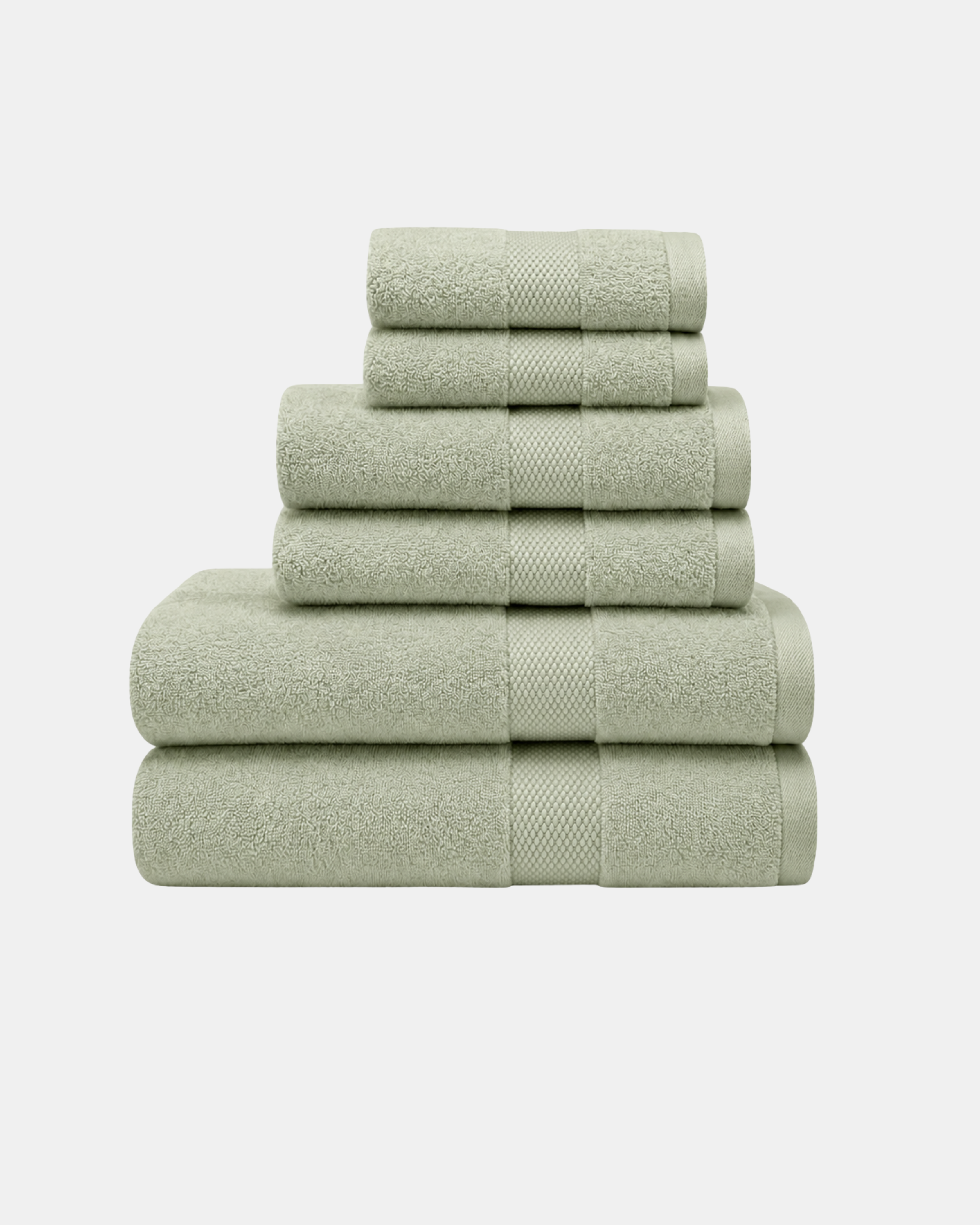 Zero-Twist Cloud Weave Single Stripes Towel Set - Sage Green Main image