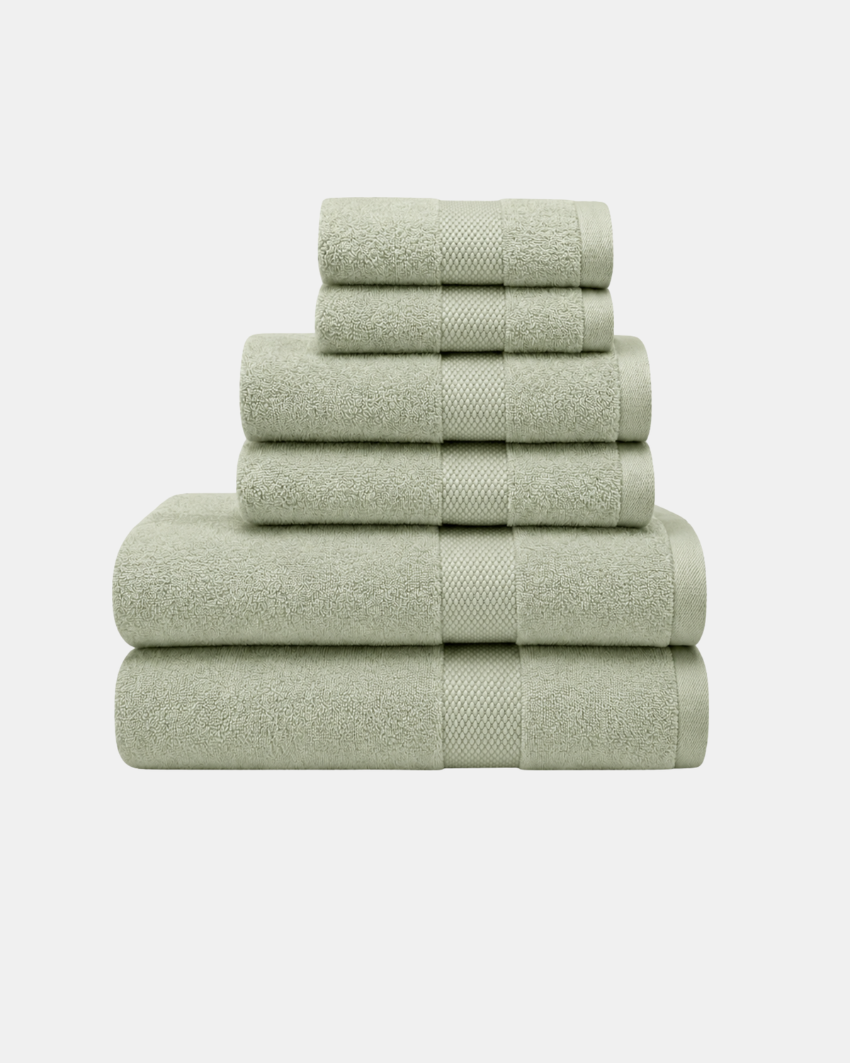 Zero-Twist Cloud Weave Single Stripes Towel Set - Sage Green