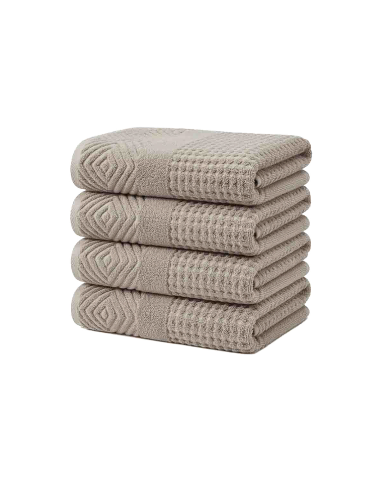 Texere 100% Organic Cotton Diamond Jacquard Towel Set - Oxford Tan