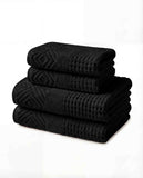 Texere 100% Organic Cotton Diamond Jacquard Towel Set - Black