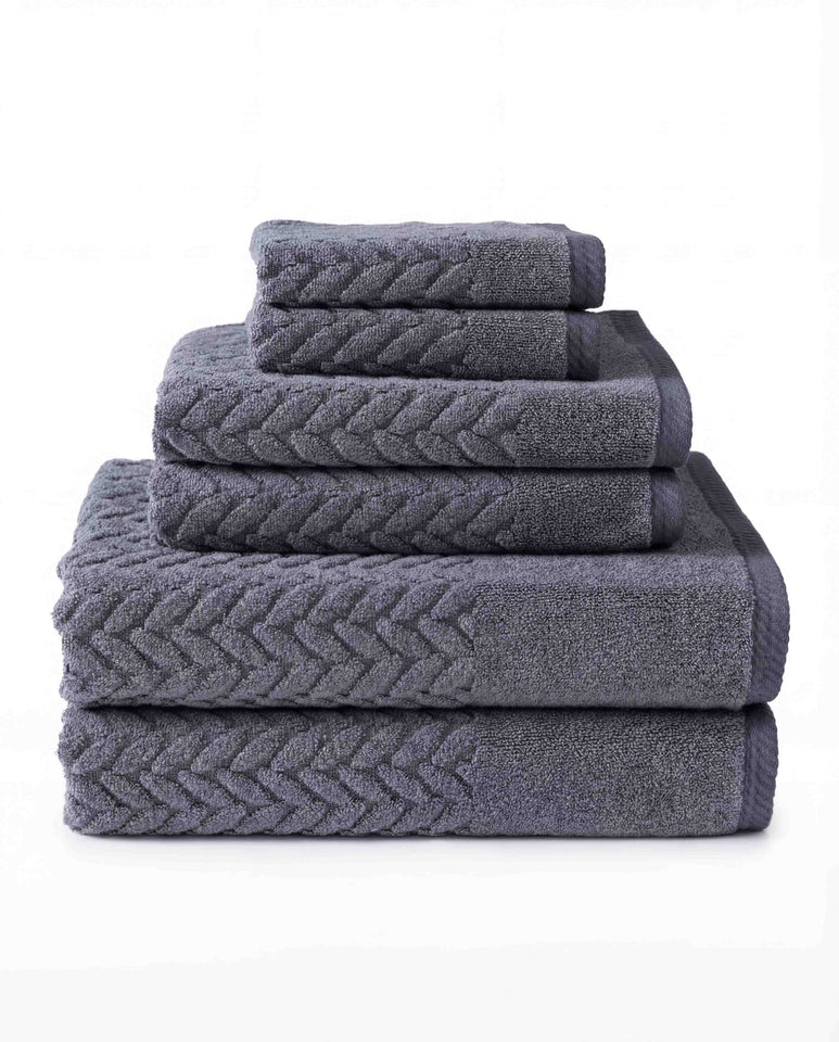 Texere 100% Organic Cotton Cable Knit Jacquard 6 Towel Set
