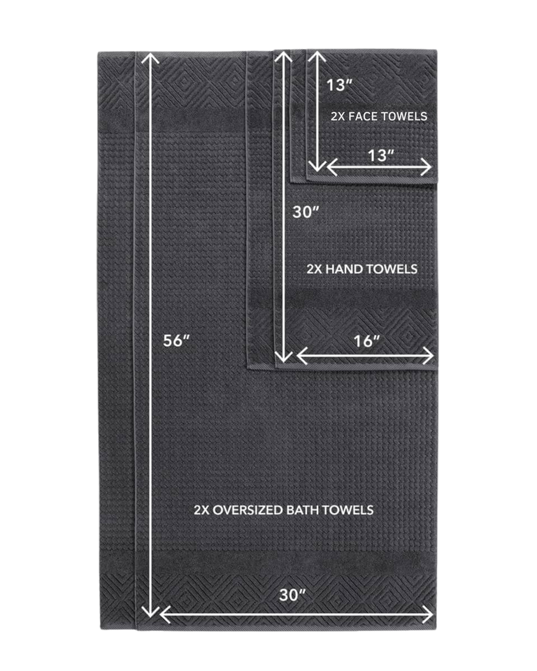 Texere 100% Organic Cotton Diamond Jacquard Towel Set - Black