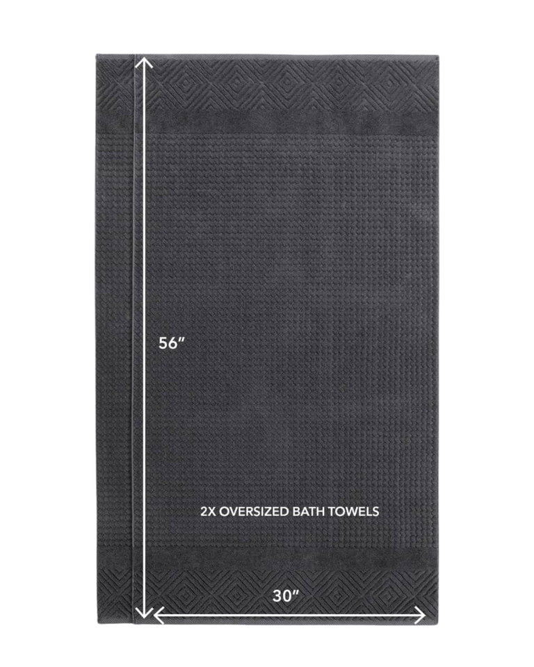 Texere 100% Organic Cotton Diamond Jacquard Towel Set - Black