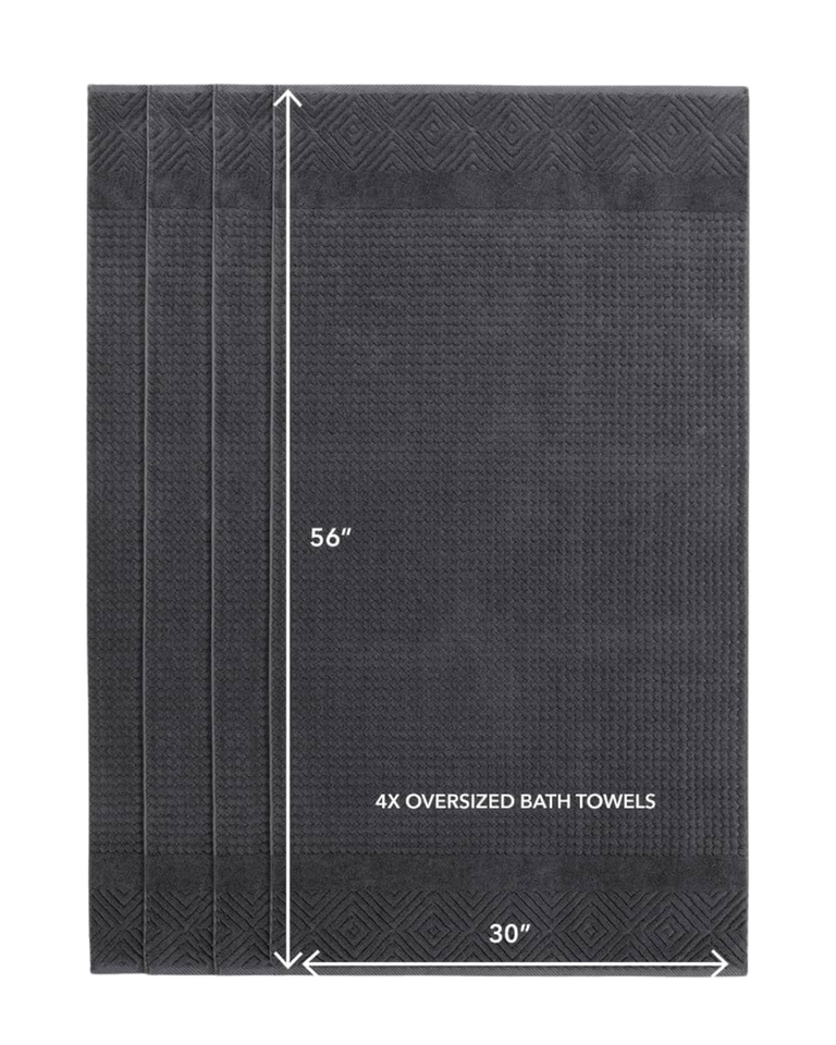 Texere 100% Organic Cotton Diamond Jacquard Towel Set - Black