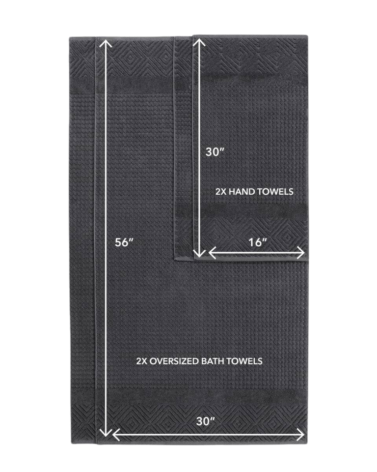 Texere 100% Organic Cotton Diamond Jacquard Towel Set - Black