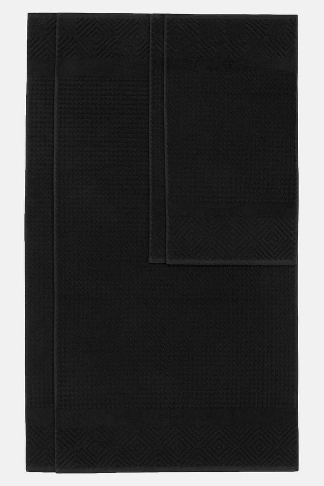 Texere 100% Organic Cotton Diamond Jacquard Towel Set - Black