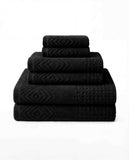 Texere 100% Organic Cotton Diamond Jacquard Towel Set - Black