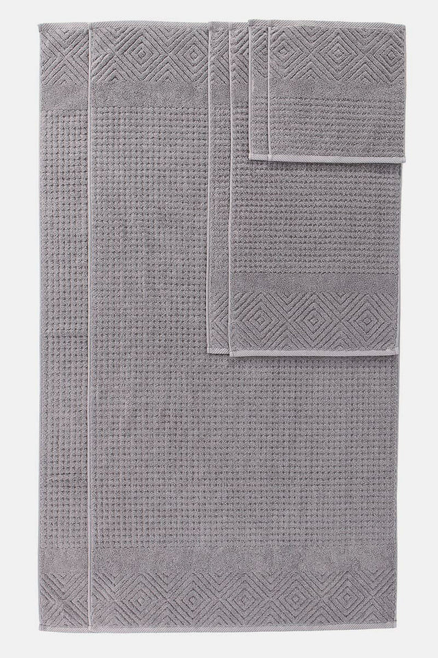 Texere 100% Organic Cotton Diamond Jacquard Towel Set - Cathedral Gray