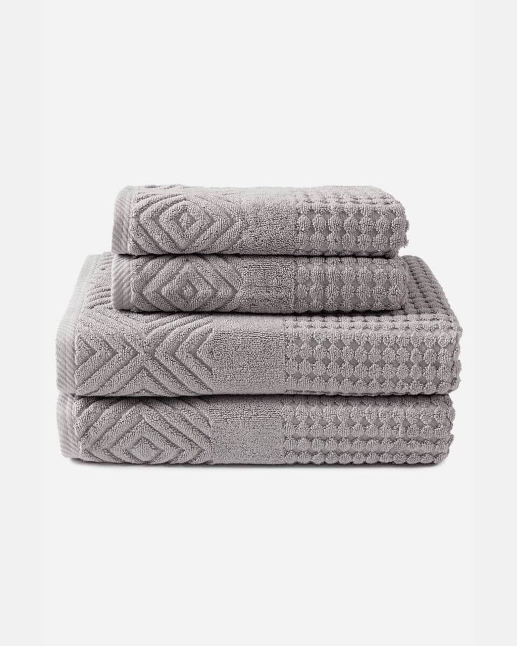 Texere 100% Organic Cotton Diamond Jacquard Towel Set - Cathedral Gray