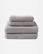 Texere 100% Organic Cotton Diamond Jacquard Towel Set - Charcoal