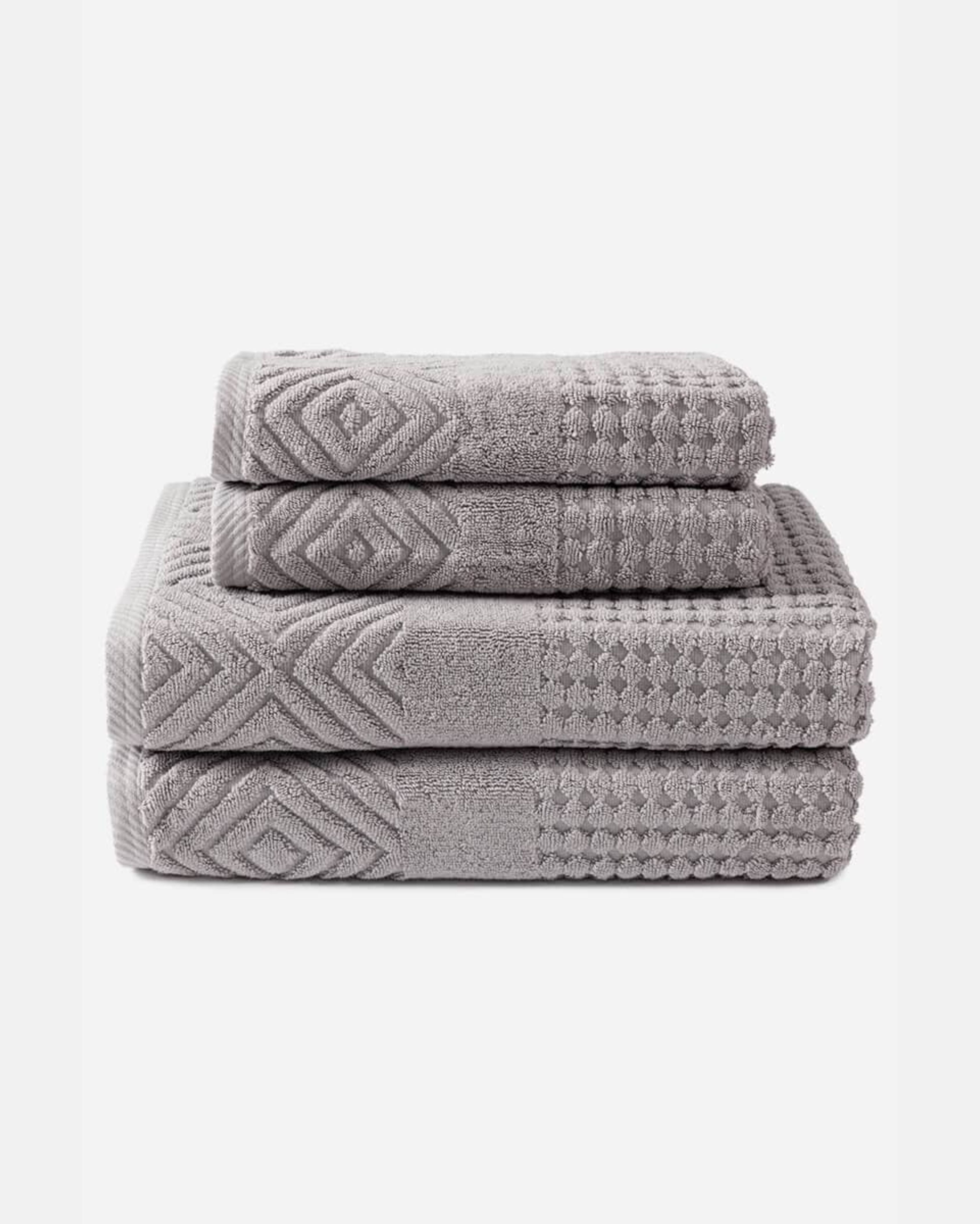 Texere 100% Organic Cotton Diamond Jacquard Towel Set - Black