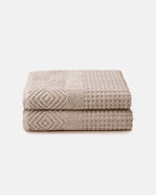 Texere 100% Organic Cotton Diamond Jacquard Towel Set - Cream