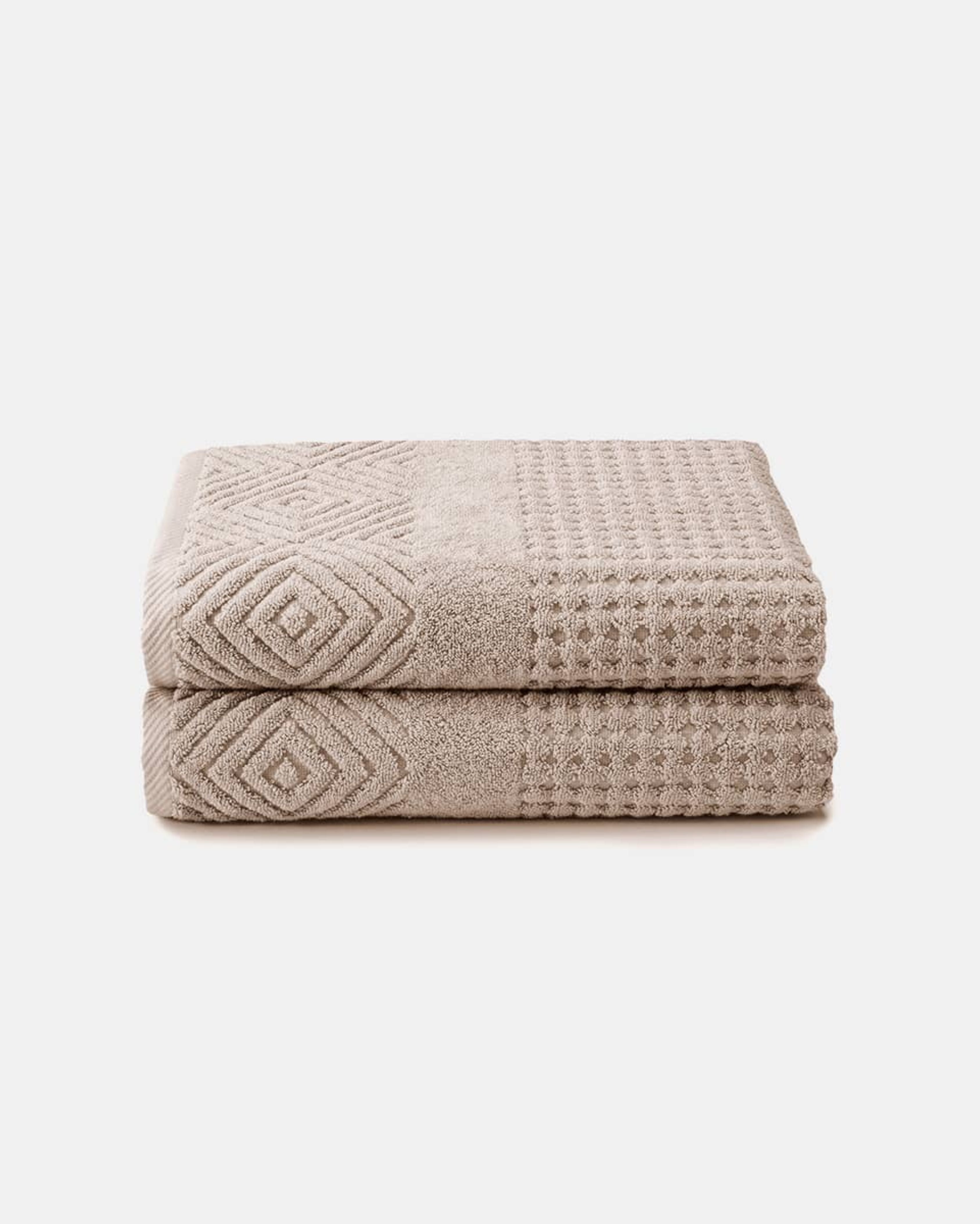 Texere 100% Organic Cotton Diamond Jacquard Towel Set - Charcoal