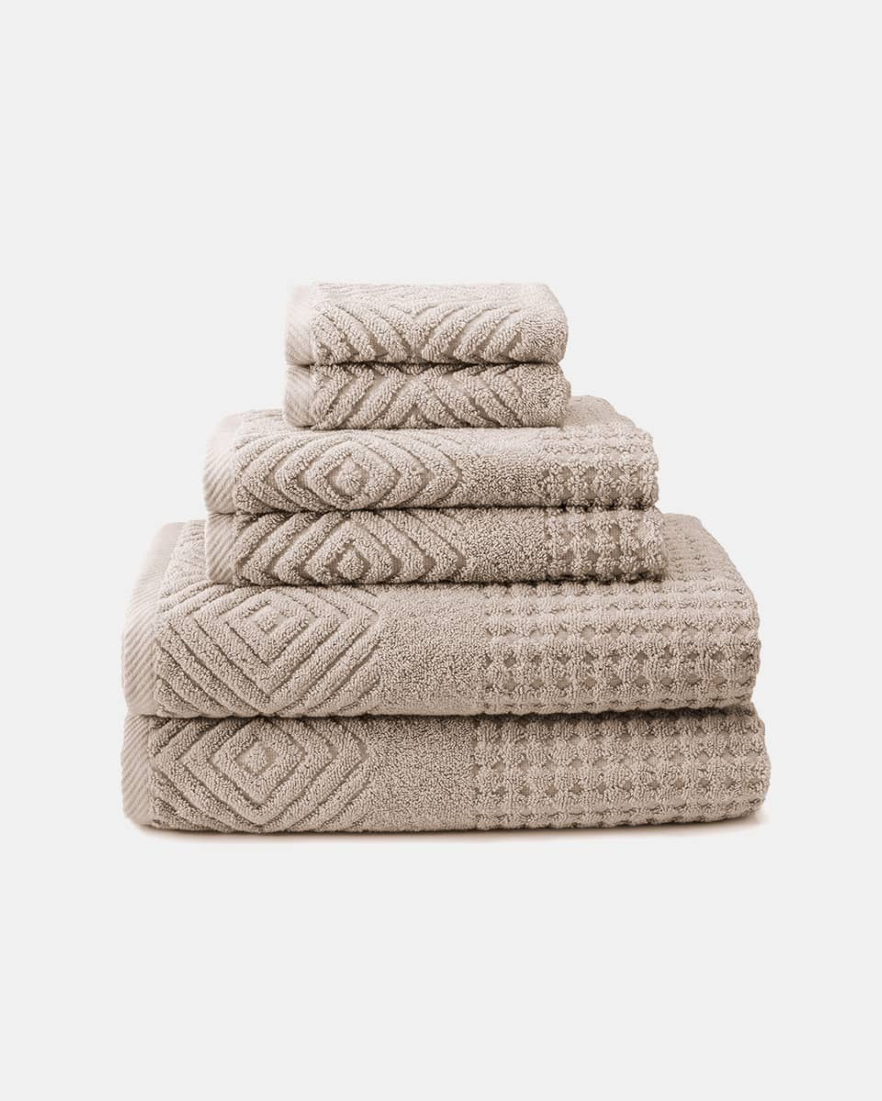 Texere 100% Organic Cotton Diamond Jacquard Towel Set - Bright White