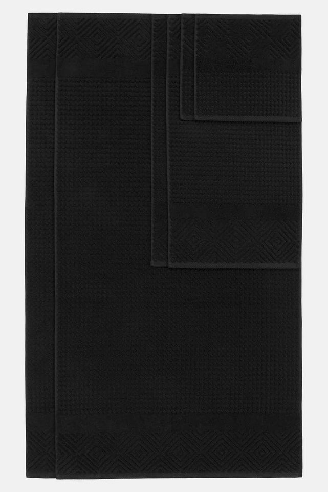 Texere 100% Organic Cotton Diamond Jacquard Towel Set - Black