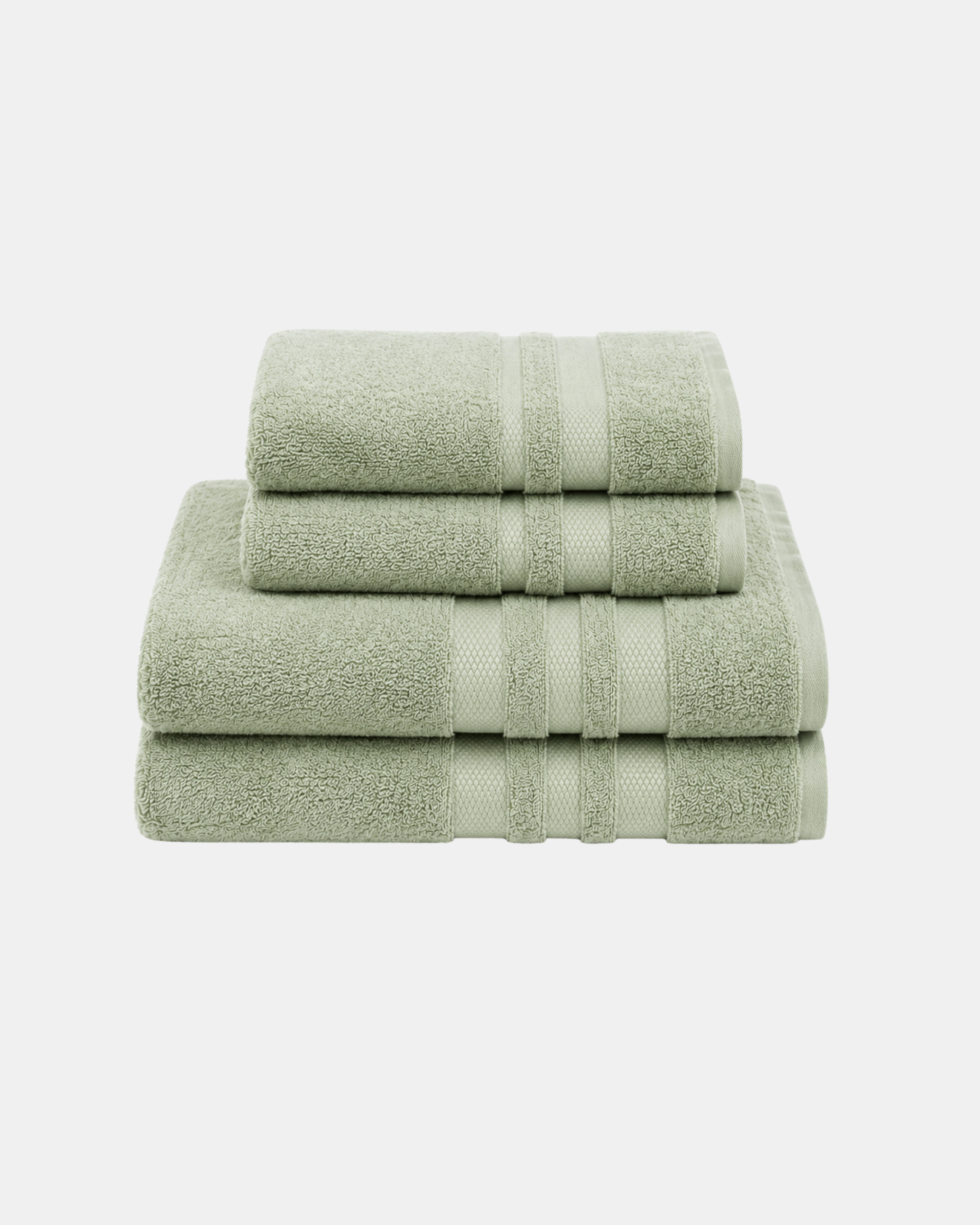 Zero-Twist Cloud Weave Triple Stripes Towel Set - Sage Green Secondary image