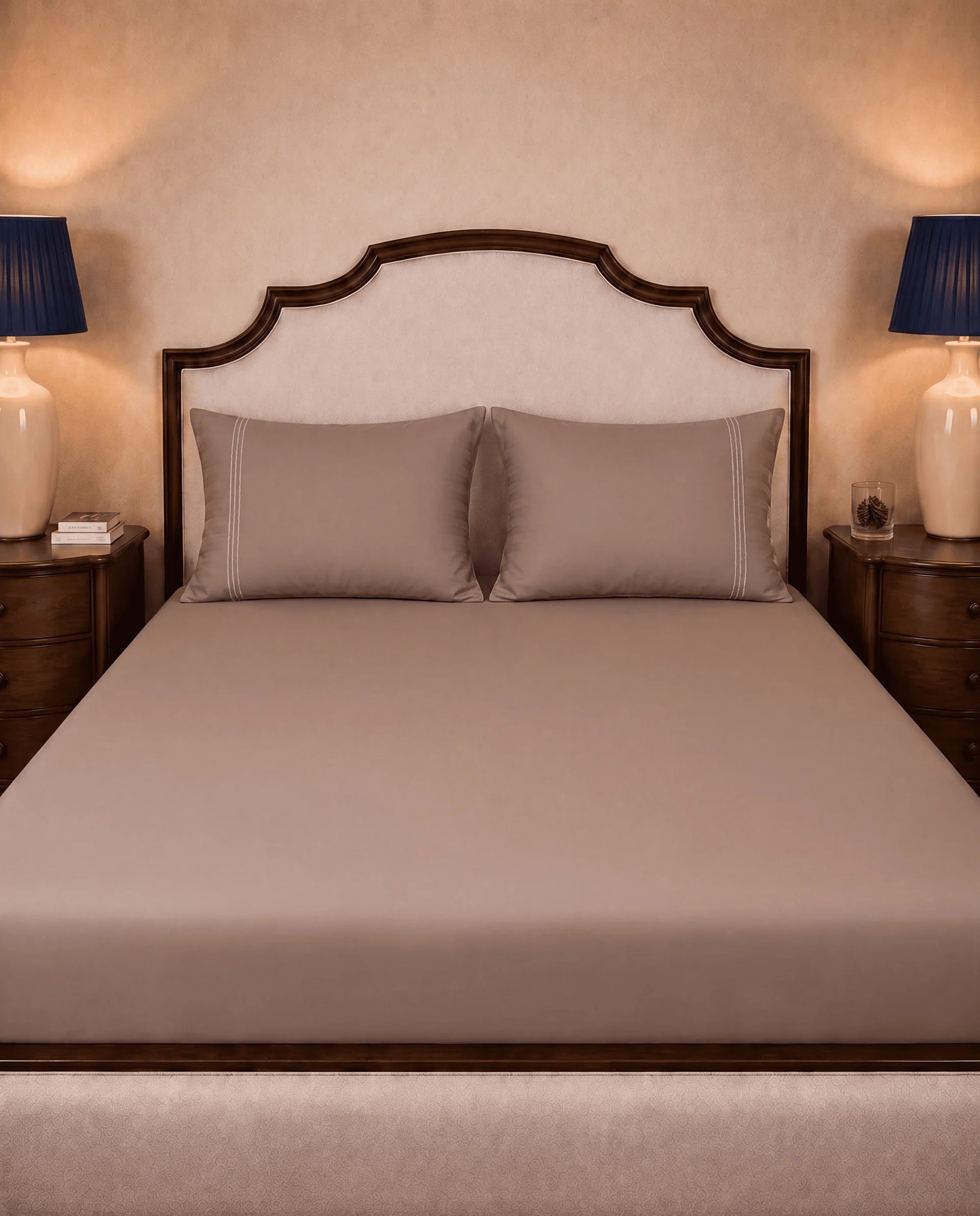 Luxury Cotton Bed Sheet Set T-500 Sateen Classic Solid Collection | Stone Secondary image