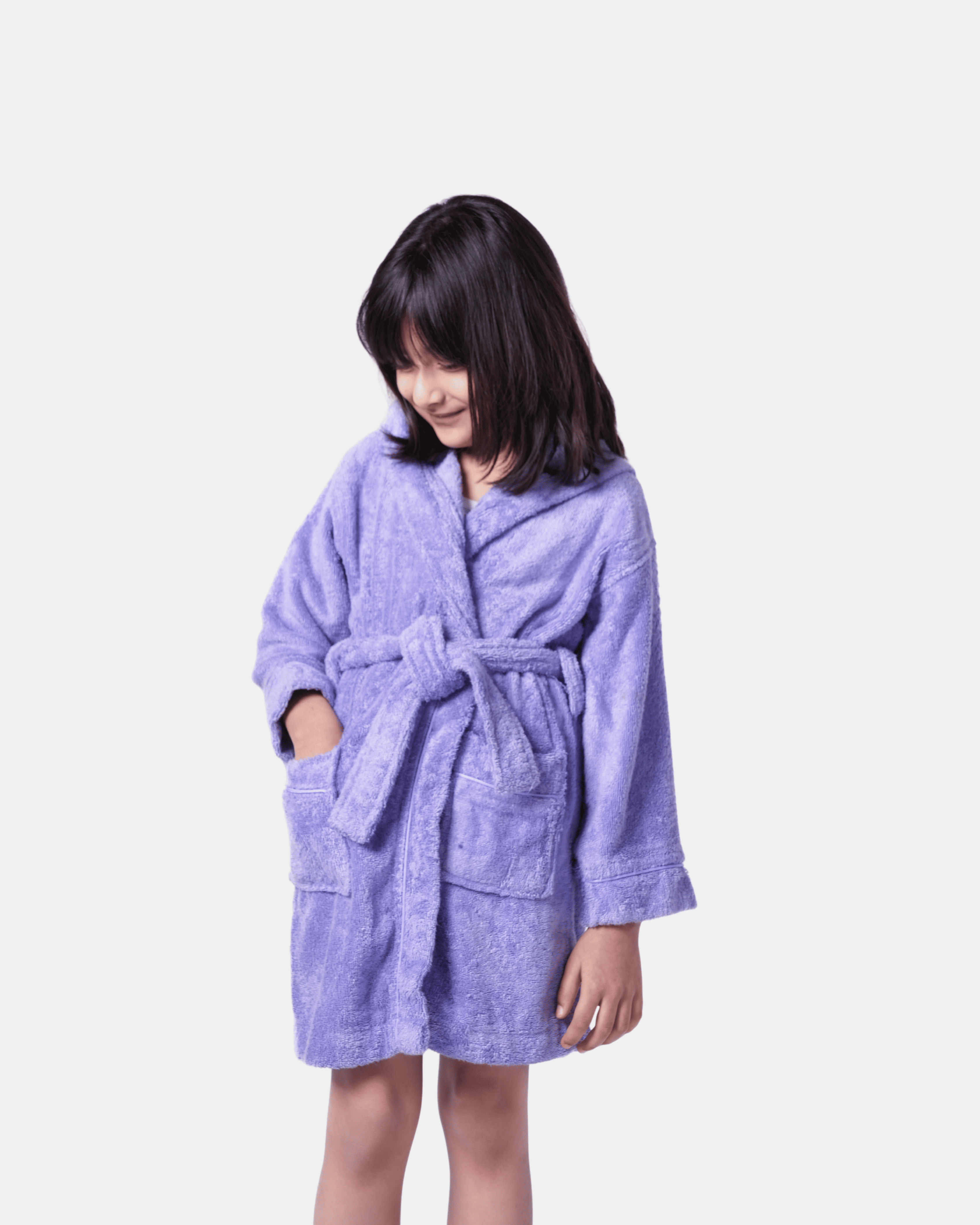 Premium Kid's Hooded Terry Cloth Bathrobe - Colour: Violet Tulip Secondary image