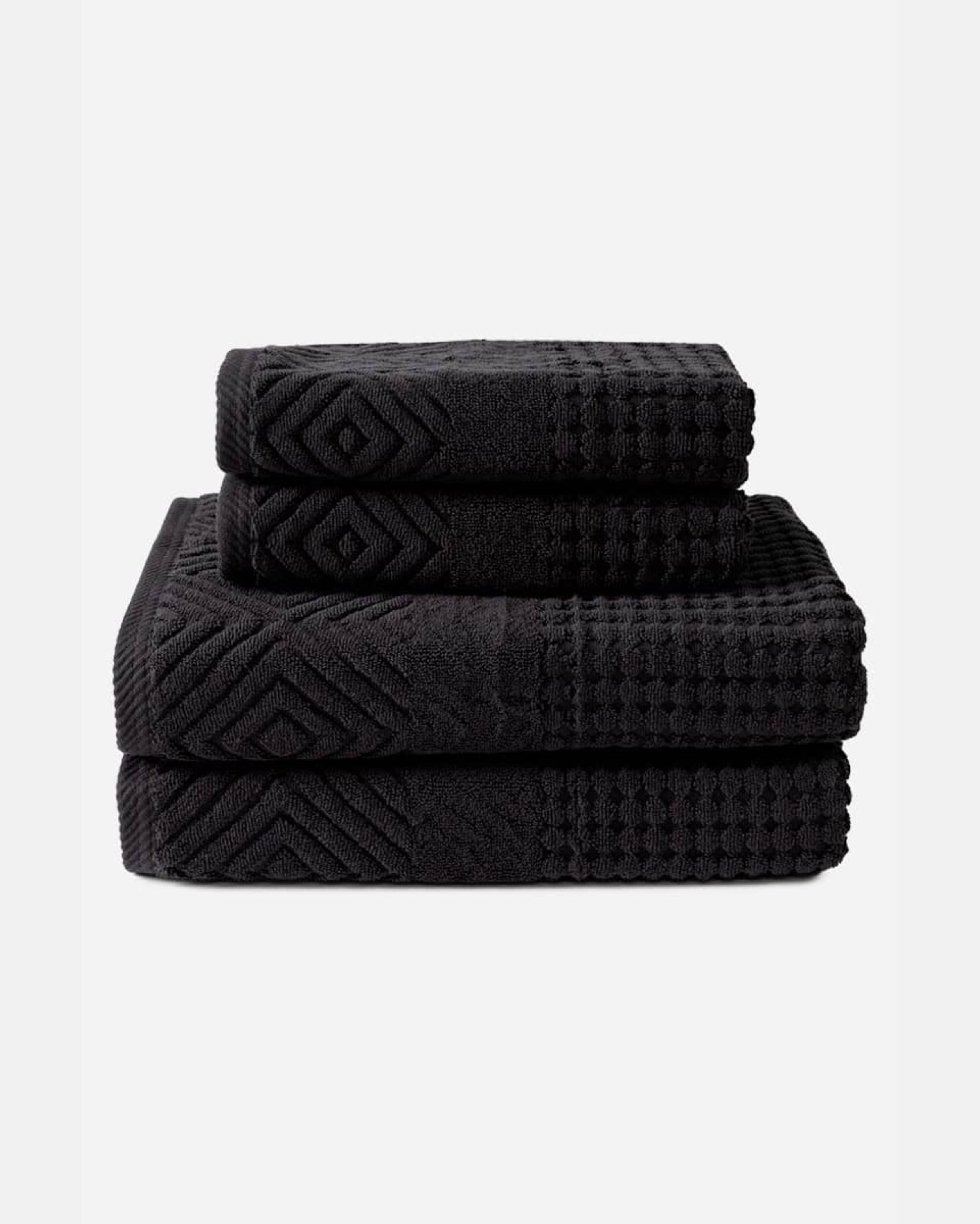 Texere 100% Organic Cotton Diamond Jacquard Towel Set - Cathedral Gray