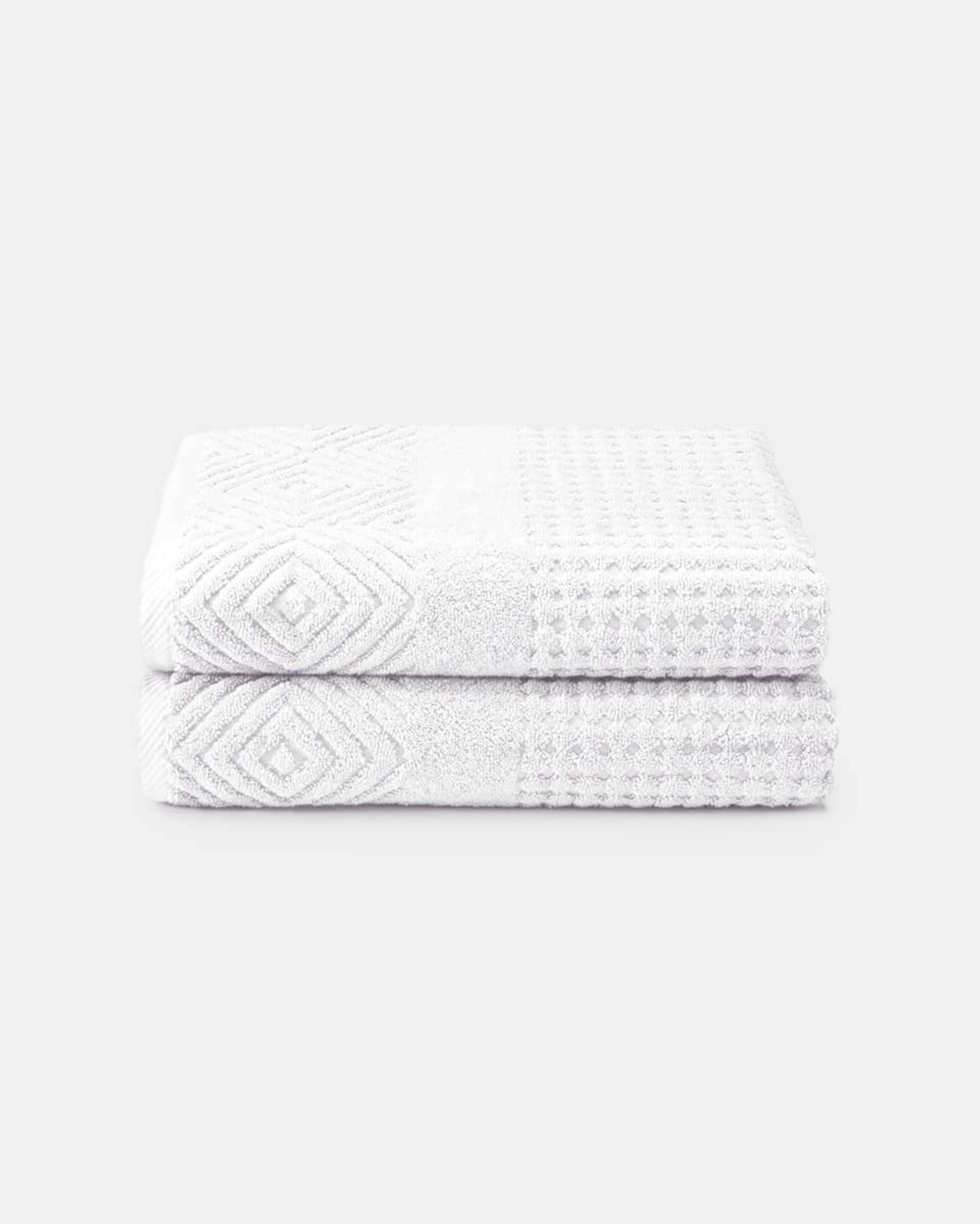 Texere 100% Organic Cotton Diamond Jacquard Towel Set - Cathedral Gray