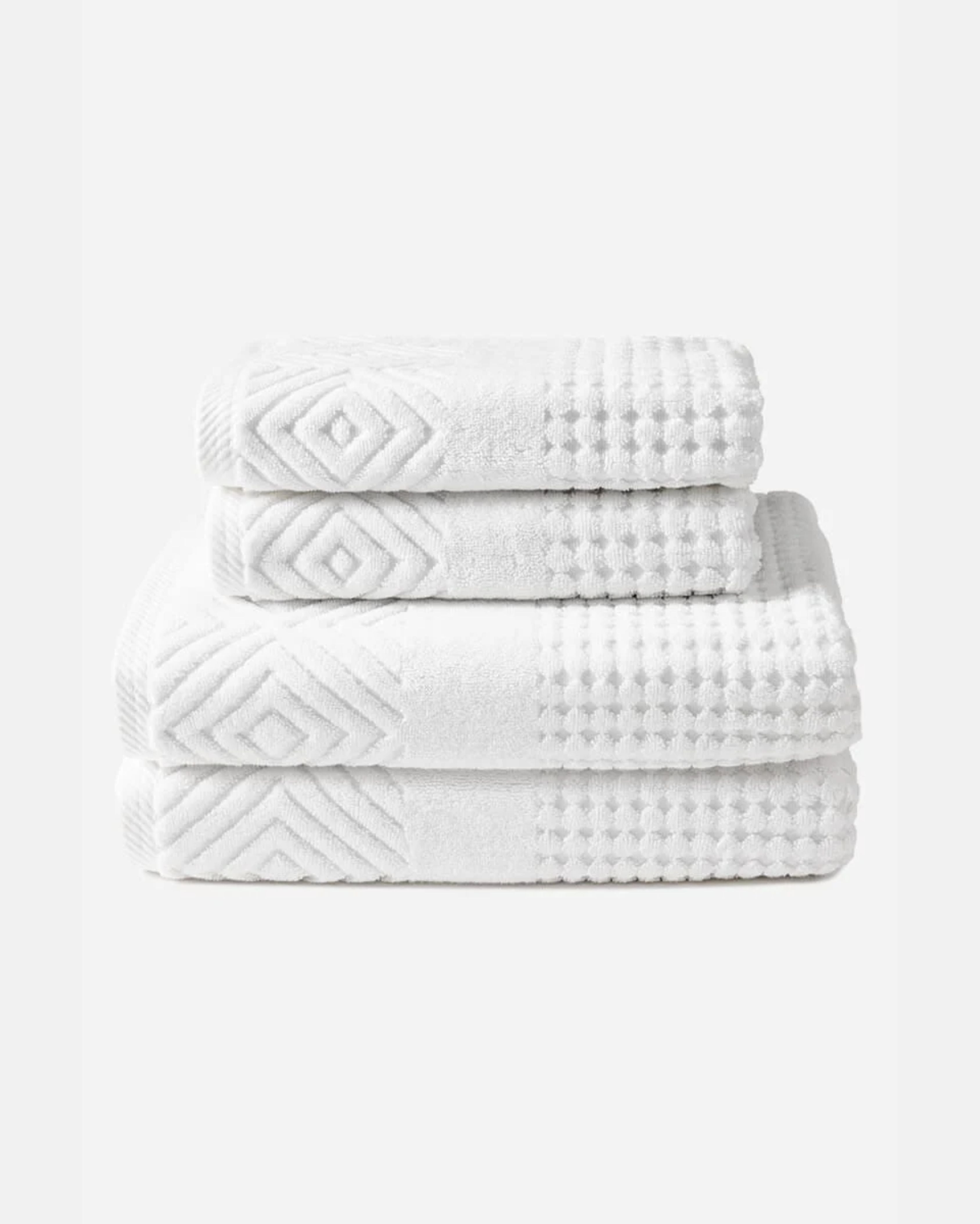 Texere 100% Organic Cotton Diamond Jacquard Towel Set - Cathedral Gray