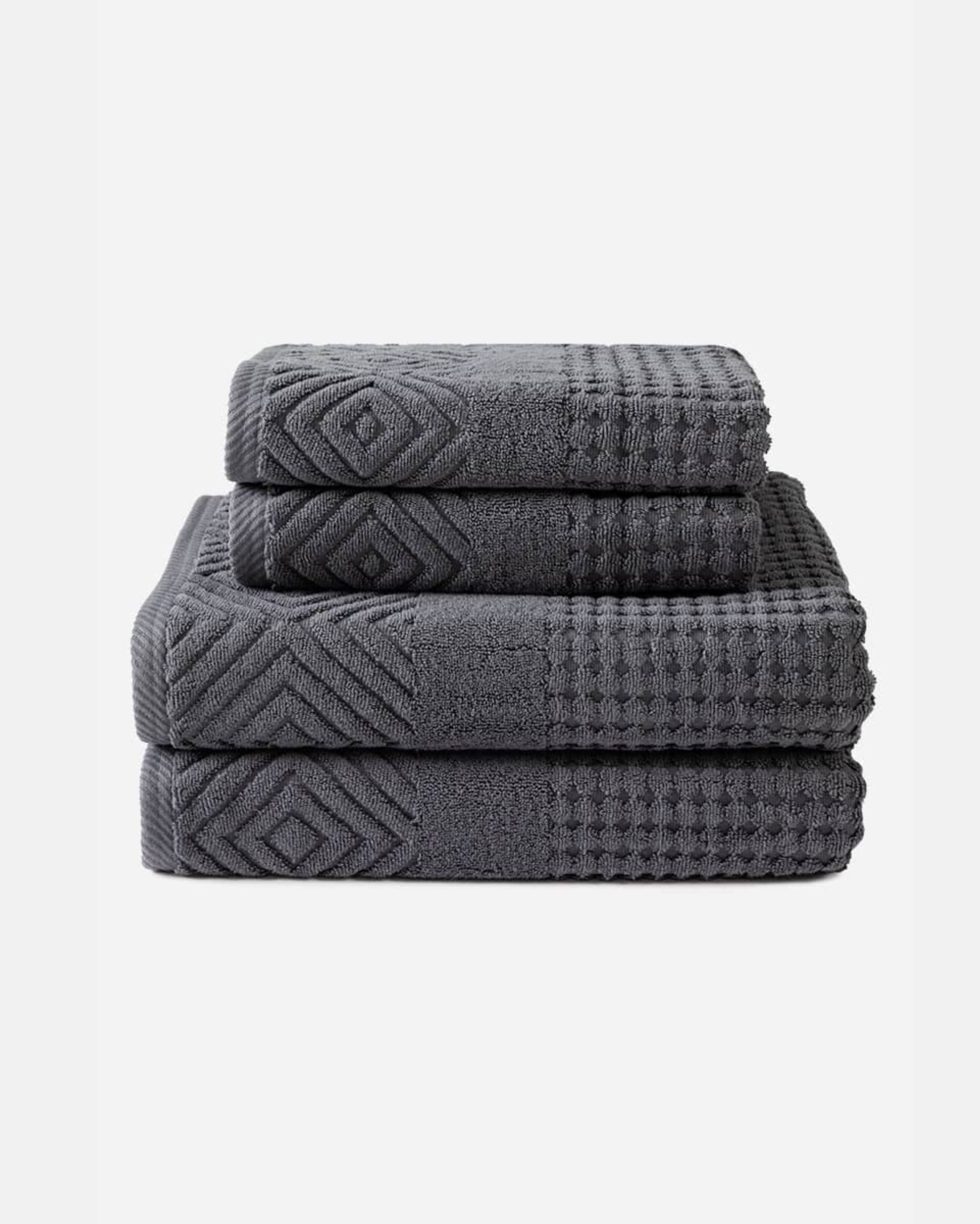 Texere 100% Organic Cotton Diamond Jacquard Towel Set - Bright White