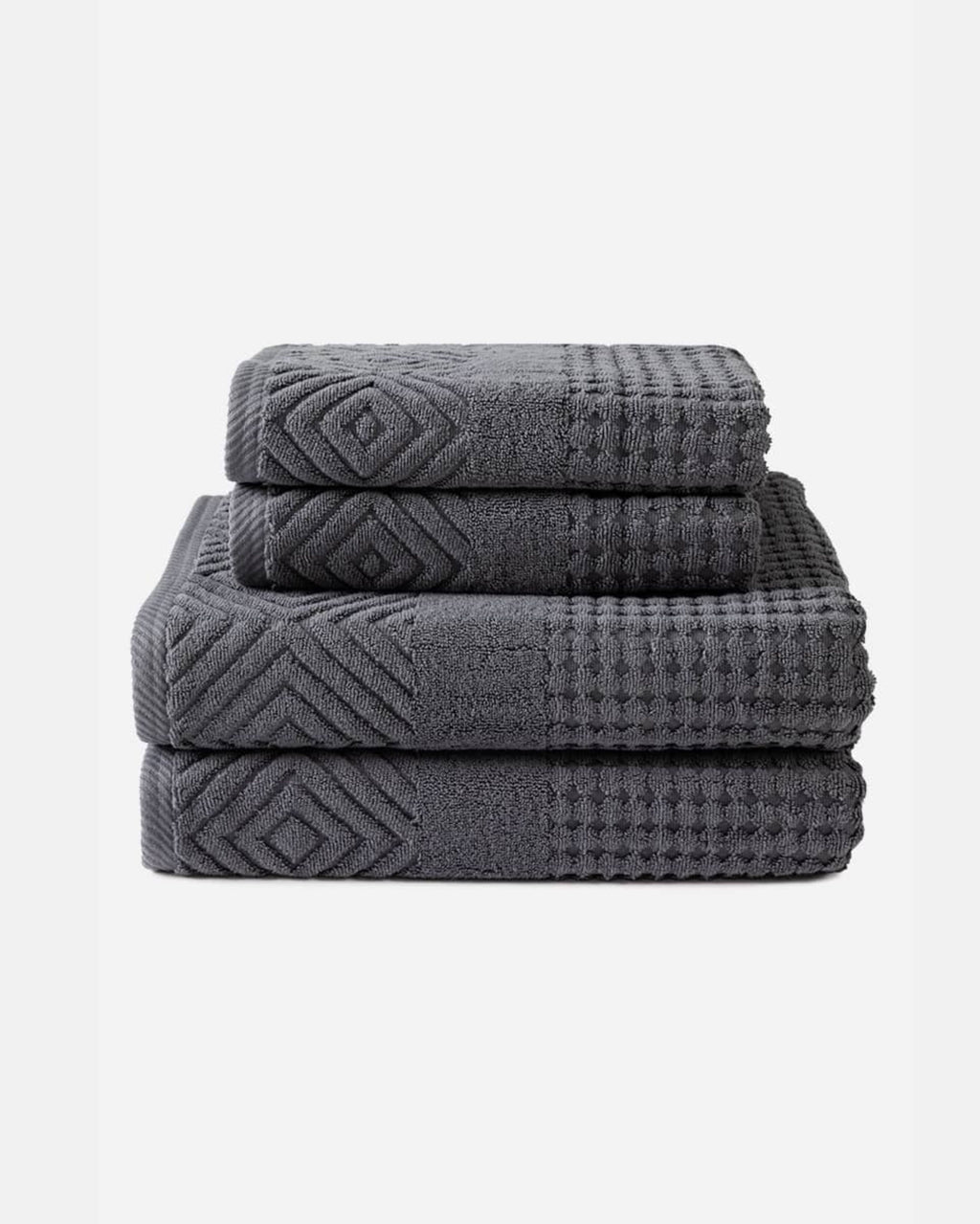 Texere 100% Organic Cotton Diamond Jacquard Towel Set - Oxford Tan