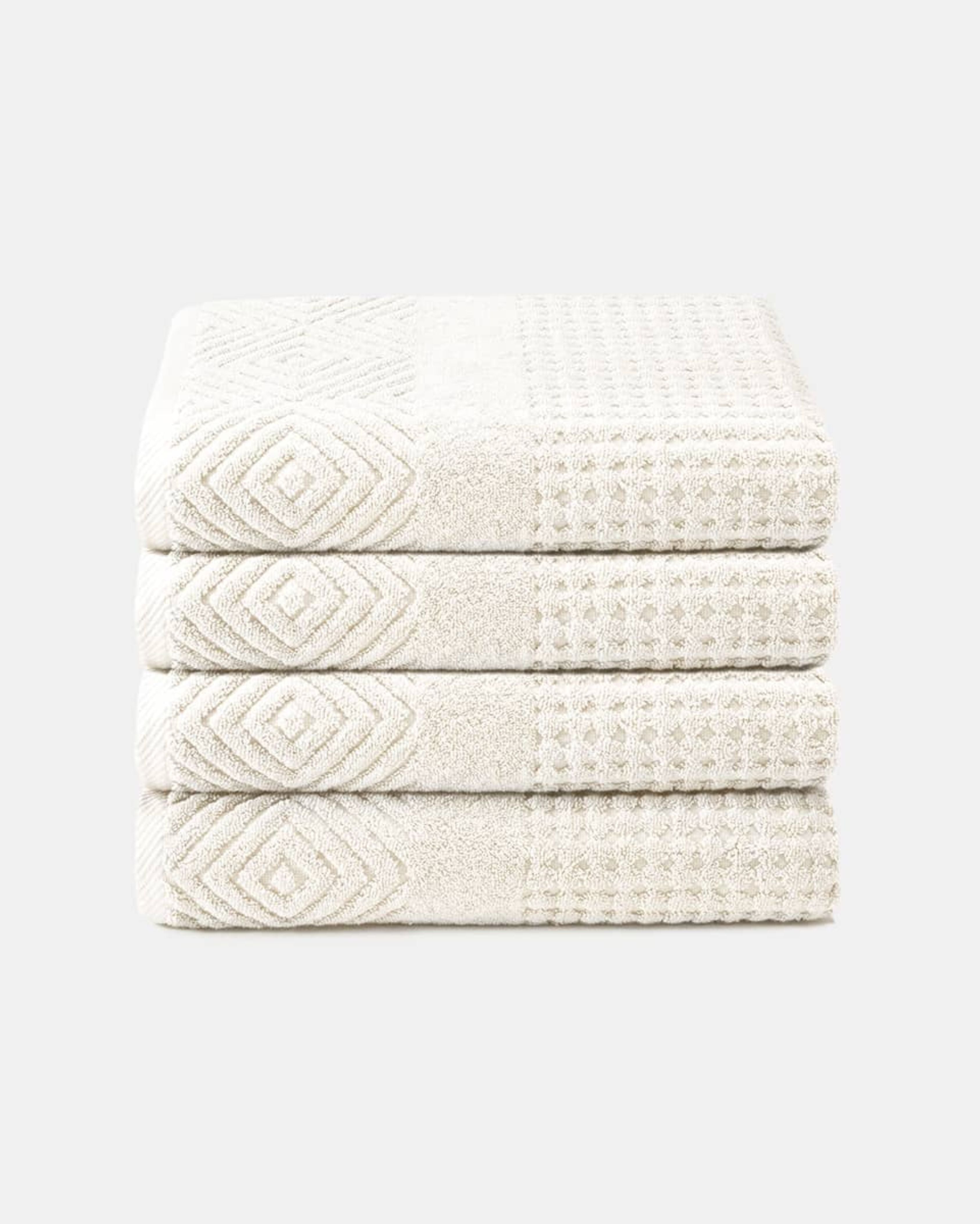 Texere 100% Organic Cotton Diamond Jacquard Towel Set - Charcoal