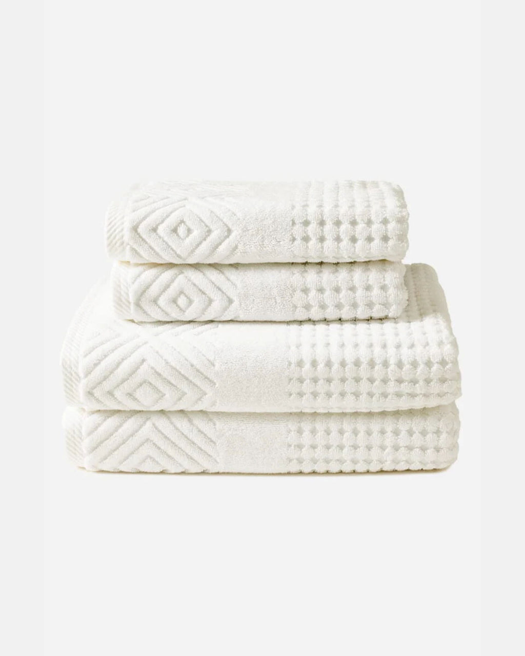 Texere 100% Organic Cotton Diamond Jacquard Towel Set - Cathedral Gray