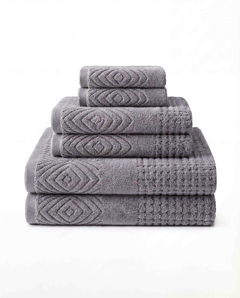 Texere 100% Organic Cotton Diamond Jacquard Towel Set - Cathedral Gray
