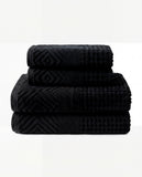 Texere 100% Organic Cotton Diamond Jacquard Towel Set - Black