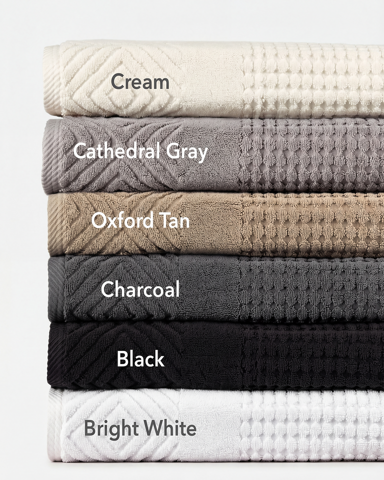 Texere 100% Organic Cotton Diamond Jacquard Towel Set - Black