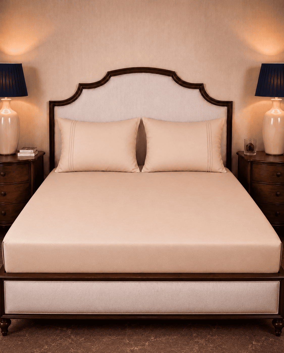 Luxury Cotton Bed Sheet Set T-500 Sateen Classic Solid Collection | Natural Secondary image